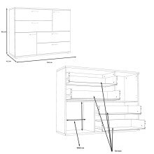 Kommode >Salford< in Old Wood Vintage - 124.9x95.9x41.3cm (BxHxT)