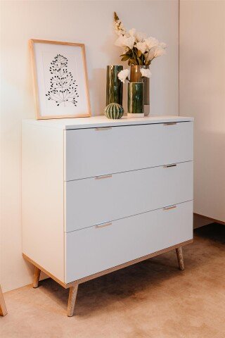 Kommode >Göteborg< in Weiß - 80x86.5x40cm (BxHxT)