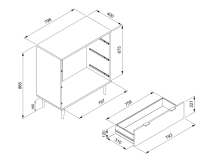 Kommode >Göteborg< in Weiß - 80x86.5x40cm (BxHxT)