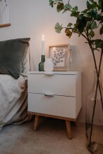 Nachtkonsole >Göteborg< in Weiß - 40x52x30cm (BxHxT)