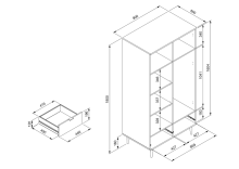 Kleiderschrank >Göteborg< in Weiß - 90x180x55cm (BxHxT)