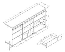 Sideboard >Sevilla< in Industrial-Design Aratinga Kiefer - 180x87x40cm (BxHxT)