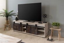 TV-Board >Sevilla< in Industrial-Design Aratinga Kiefer - 160x50x40cm (BxHxT)