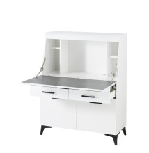 Sekretär >Secret< in weiß matt MDF - 98x124x42cm (BxHxT)