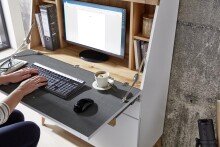 Sekretär >Secret< weiß matt MDF, Absetzung Eiche Altholz