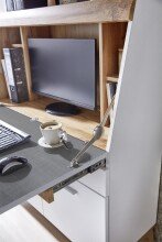 Sekretär >Secret< weiß matt MDF, Absetzung Eiche Altholz