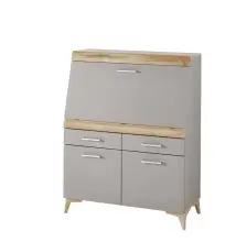 Sekretär >Secret< Basalt MDF, Absetzung Eiche...
