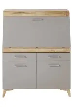Sekretär >Secret< Basalt MDF, Absetzung Eiche Altholz