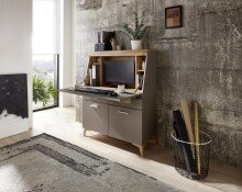 Sekretär >Secret< Basalt MDF, Absetzung Eiche Altholz