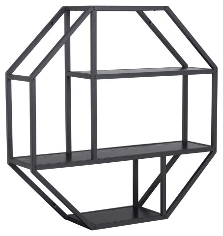 Hängeregal >Carney< in Esche Schwarz aus Metall - 77x77x20cm (BxHxT)