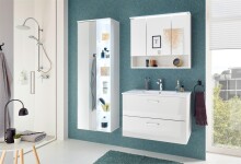 Badezimmer-Set >Bella< (3-teilig) in Weiß aus Glas - 145x190x45cm (BxHxT)