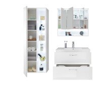 Badezimmer-Set >Bella< (3-teilig) in Weiß aus Glas - 145x190x45cm (BxHxT)