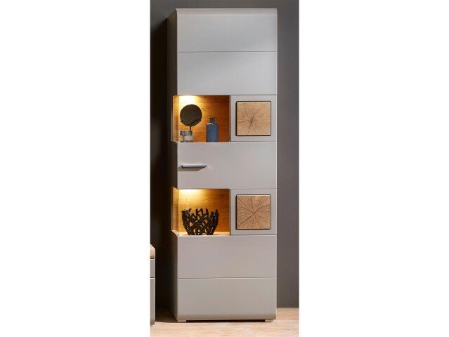 Vitrine >Kathlin< in Basalt aus Metall - 65x205x37cm (BxHxT)
