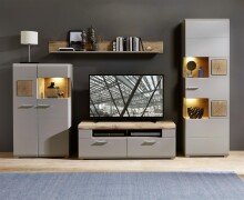 Vitrine >Kathlin< in Basalt aus Metall - 65x205x37cm (BxHxT)