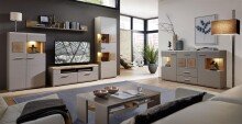 Vitrine >Kathlin< in Basalt aus Metall - 65x205x37cm (BxHxT)