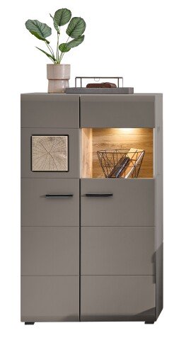 Vitrine >Kathlin< in Basalt aus Metall - 80x139x37cm (BxHxT)