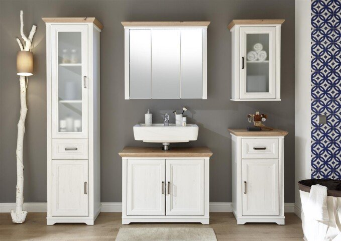 Badezimmer-Set >Jasmin< in Pinie-Hell - 205x190x43cm (BxHxT)