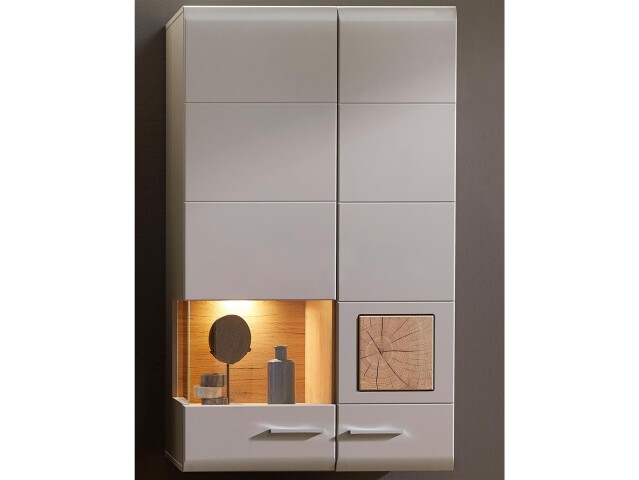 Hängevitrine >Kathlin< in Basalt aus Metall - 80x136x37cm (BxHxT)