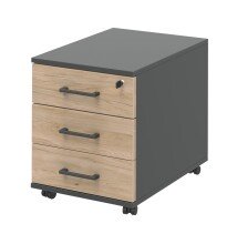 Rollcontainer in Hickory - 42,5x55x50cm (BxHxT)