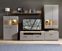 Wohnwand >Kathlin III< in Basalt - 320x205x47cm...