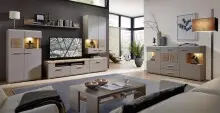 Wohnwand >Kathlin III< in Basalt - 320x205x47cm...
