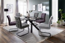 Esstisch >EVERETT< in Anthrazit aus Glas - 180x75x95cm (BxHxT)