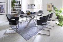 Esstisch >NAGANO< in Anthrazit aus Glas-Keramik -...