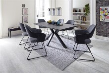 Esstisch >NAGANO< in Anthrazit aus Glas-Keramik - 160x76x90cm (BxHxT)