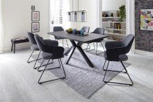 Esstisch >NAGANO< in Anthrazit aus Glas-Keramik - 160x76x90cm (BxHxT)