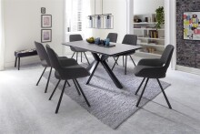 Esstisch >NAGANO< in hellgrau aus Glas-Keramik - 160x76x90cm (BxHxT)