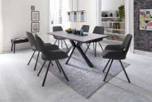 Esstisch >NAGANO< in hellgrau aus Glas-Keramik - 160x76x90cm (BxHxT)