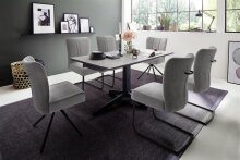 Esstisch >RIMINI< in Steinoptik grau aus HPL - 160x76x90cm (BxHxT)