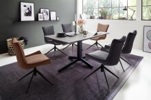 Esstisch >RIMINI< in Steinoptik grau aus HPL - 160x76x90cm (BxHxT)