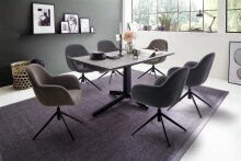 Esstisch >RIMINI< in Steinoptik grau aus HPL - 160x76x90cm (BxHxT)