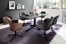 Esstisch >RIMINI< in Steinoptik grau aus HPL - 160x76x90cm (BxHxT)