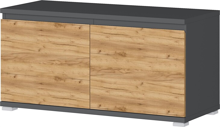 Schuhbank >LISSABON< in Anthrazit / Navarra-Eiche-Nachbildung - 96x52x40 (BxHxT)