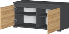 Schuhbank >LISSABON< in Anthrazit / Navarra-Eiche-Nachbildung - 96x52x40 (BxHxT)