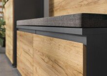 Schuhbank >LISSABON< in Anthrazit / Navarra-Eiche-Nachbildung - 96x52x40 (BxHxT)