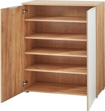 Schuhschrank >TELDE< in Navarra-Eiche-Nachbildung/Weiß - 89x105x40cm (BxHxT)