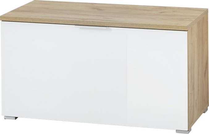 Schuhbank >TELDE< in Navarra-Eiche-Nachbildung/Weiß - 89x49x40cm (BxHxT)