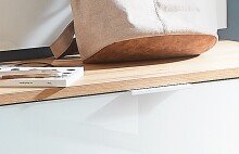 Schuhbank >TELDE< in Navarra-Eiche-Nachbildung/Weiß - 89x49x40cm (BxHxT)