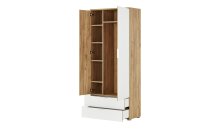 Garderobenschrank >TELDE< in Navarra-Eiche-Nachbildung/Weiß - 84x196x40 (BxHxT)