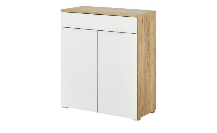 Kommode >Telde< in Navarra-Eiche-Nachbildung/Weiß - 89x105x40cm (BxHxT)