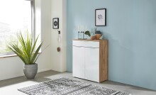 Kommode >Telde< in Navarra-Eiche-Nachbildung/Weiß - 89x105x40cm (BxHxT)
