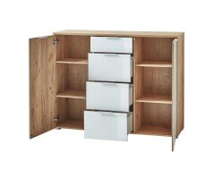 Sideboard >Telde< in Navarra-Eiche-Nachbildung/Weiß - 134x105x40cm (BxHxT)