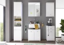 Waschbeckenunterschrank >Peter< in Weiß aus MDF - 60x57x30cm (BxHxT)