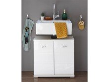 Waschbeckenunterschrank >Peter< in Weiß aus MDF - 60x57x30cm (BxHxT)