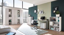 Regal >Lommel< in lichtgrau - 80x111x35cm (BxHxT)