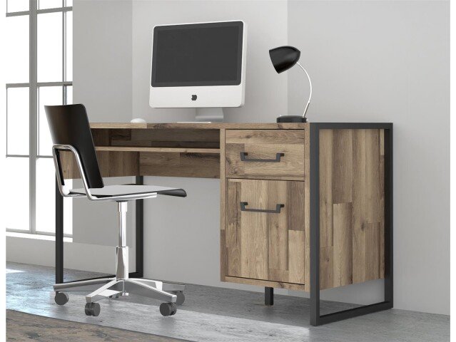 Schreibtisch >Husum I< in Schwarz - 129,4x74,7x60,2cm (BxHxT)