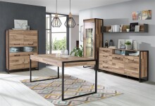 Wandregal >Husum I< in Betonoptik Dunkelgrau - 170x25,6x21,9cm (BxHxT)